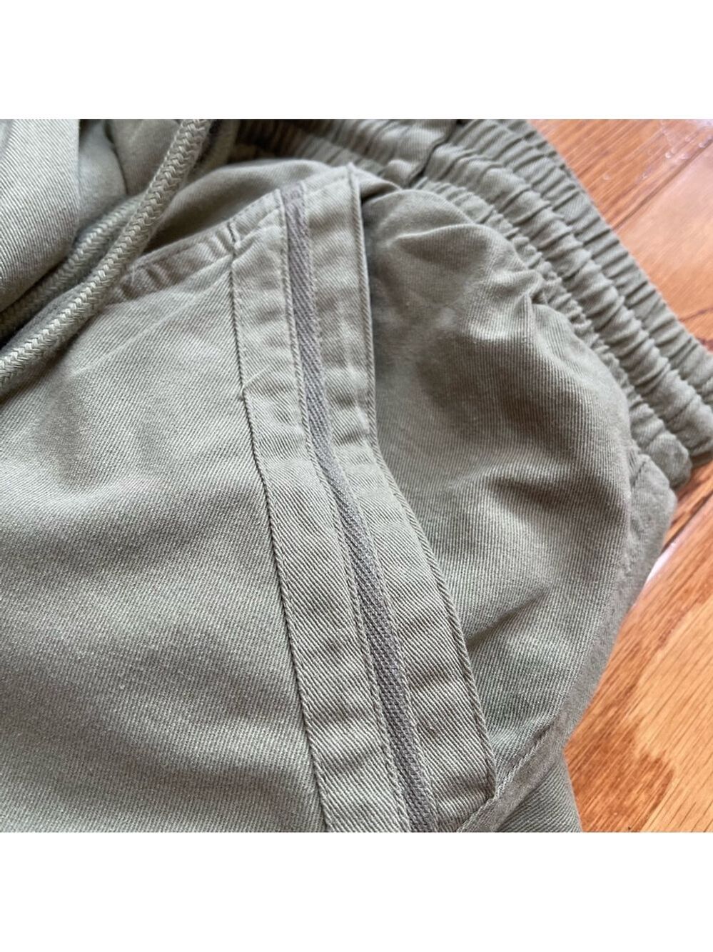 7 For All Mankind baggy cargo pants olive green khaki cotton drawstring Sz M - Picture 10 of 10